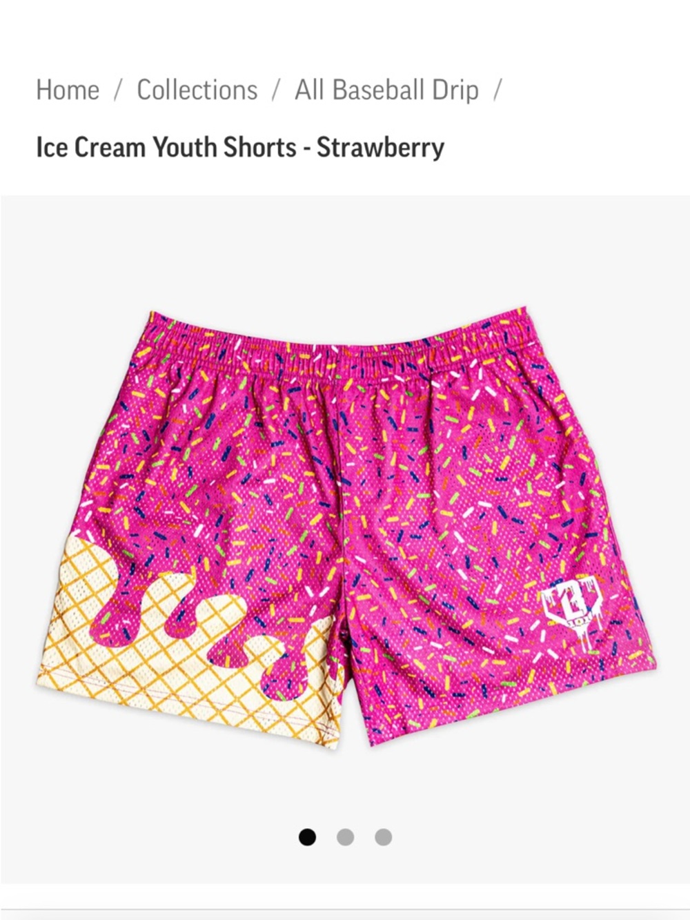 Youth Ice Cream Shorts in Strawberry Pink